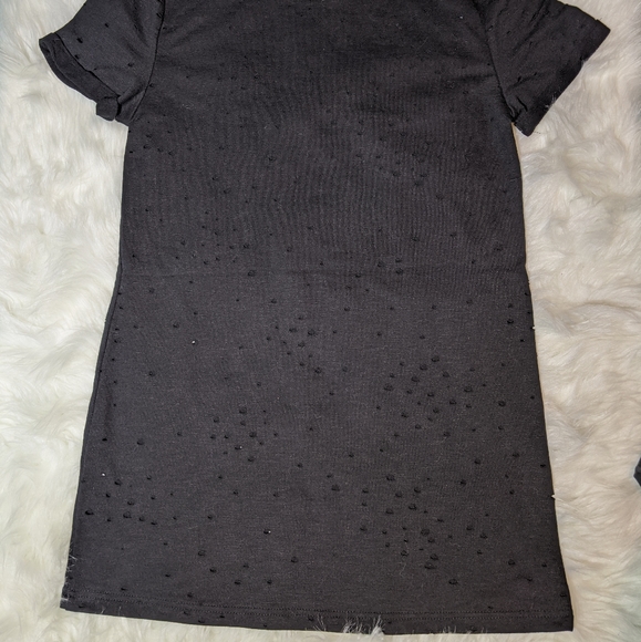 NWT T-Shirt Dress Distressed w/ 3-D Rose Applique - Picture 7 of 8